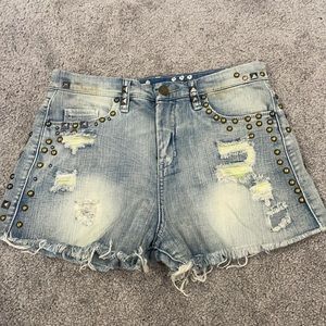 Blank NYC studded denim shorts